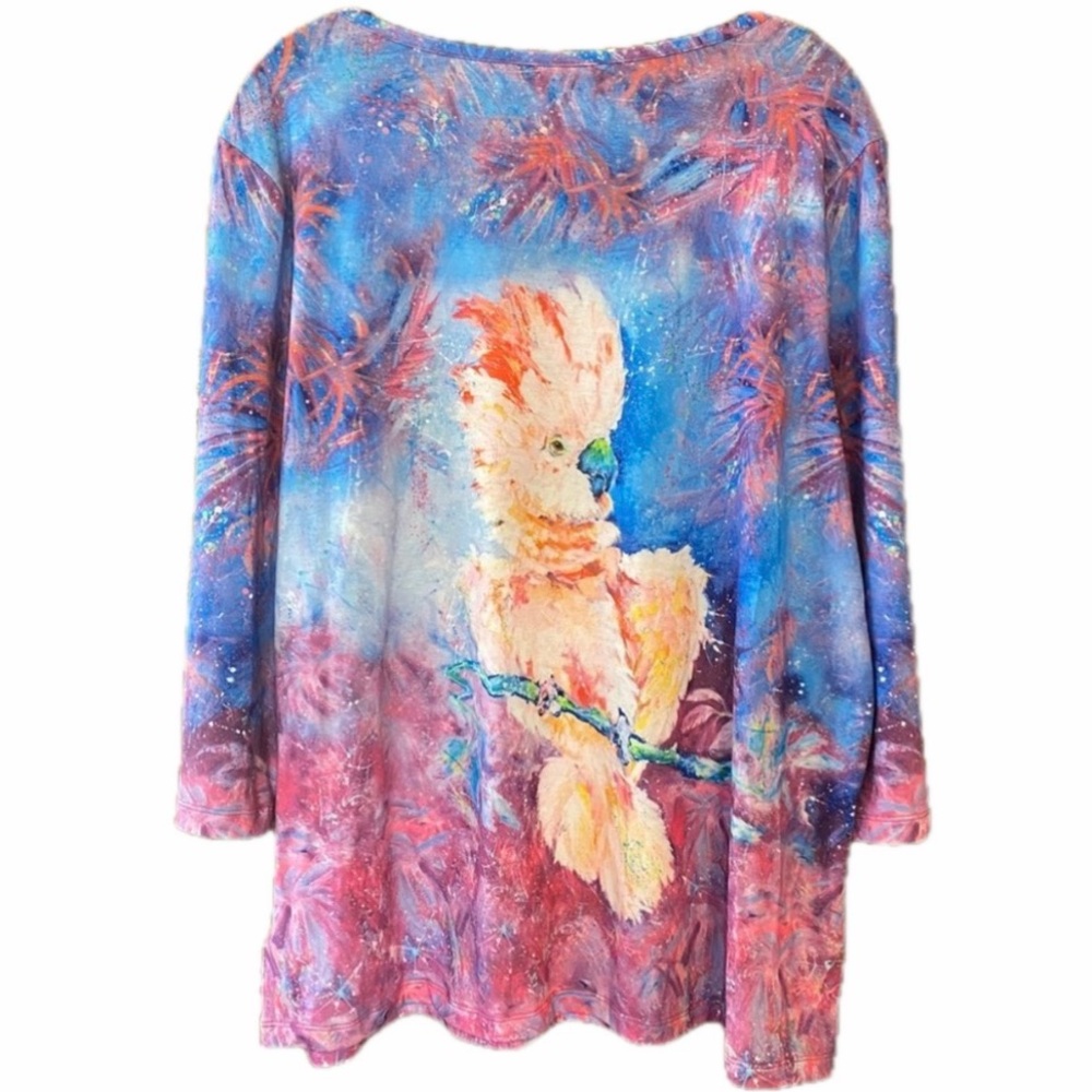 Leoma Lovegrove Pink Cockatoo Parrot Bird Tunic Top Sz Large Women’s - Picture 2 of 8